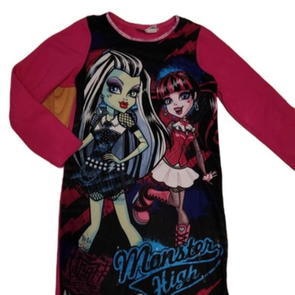 Girls Monster High Pink Fleece Nightgown 10/12 - Picture 1 of 9
